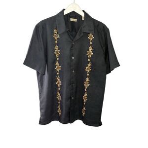 Visitor 100% linen black Hawaiian shirt - M